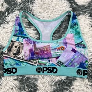 PSD Women’s Multicolor World Currency Sports Bra Size Large